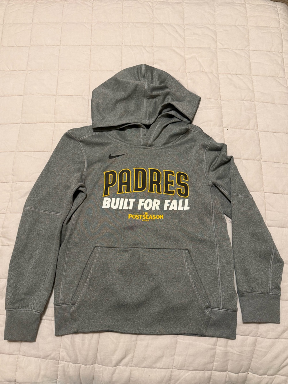 Youth 10/12 Nike Padres Built for Fall Sweatshirt - Gray with Yellow Accents